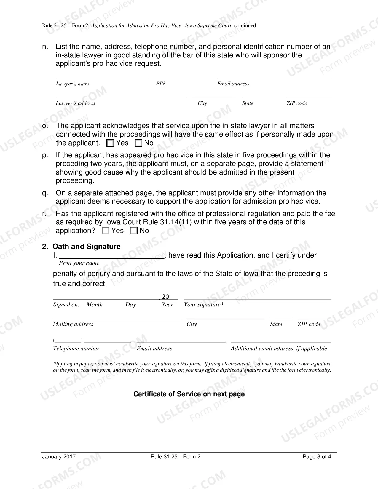Preview Application For Admission Pro Hac Vice Iowa Supreme Court