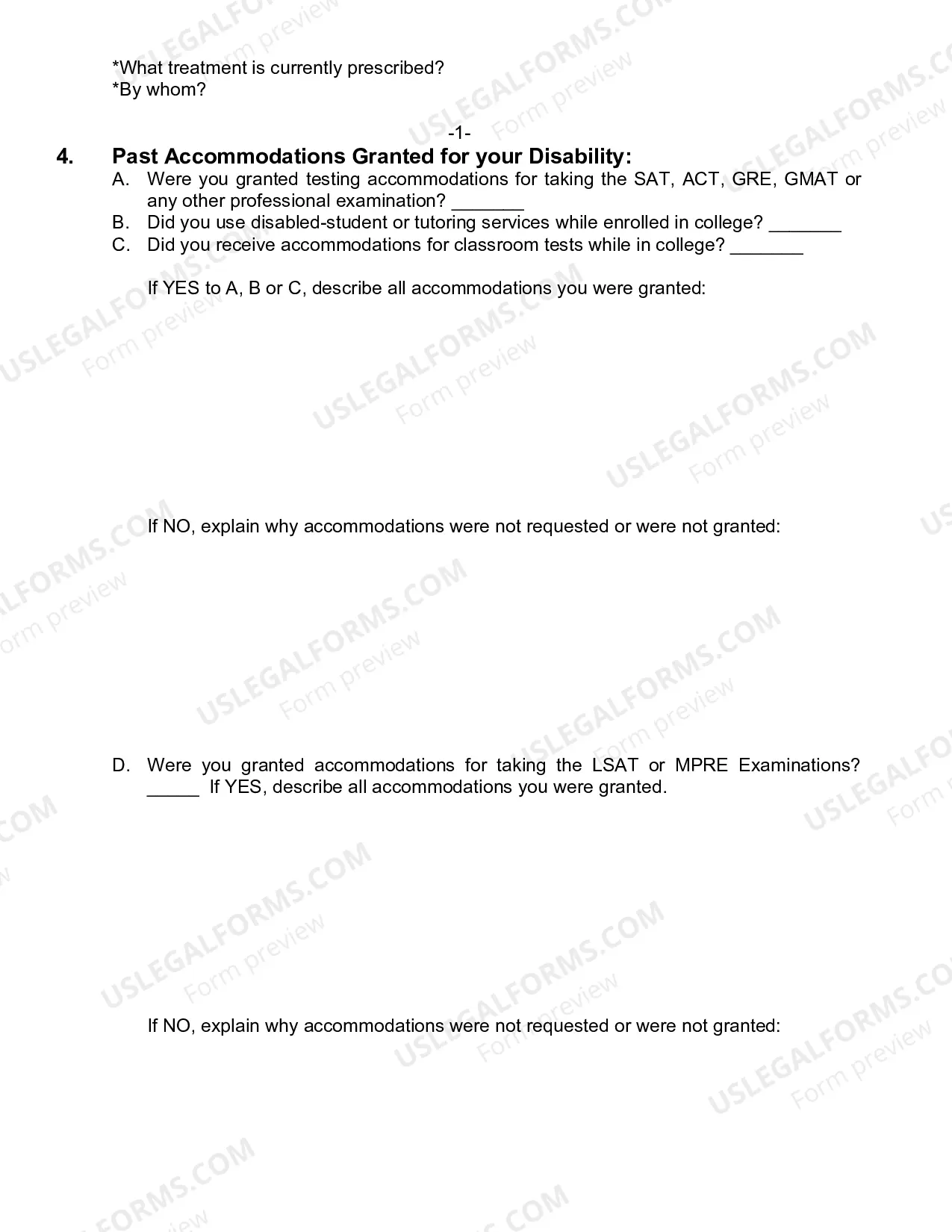 Preview Application For Testing Accommodations - Form A