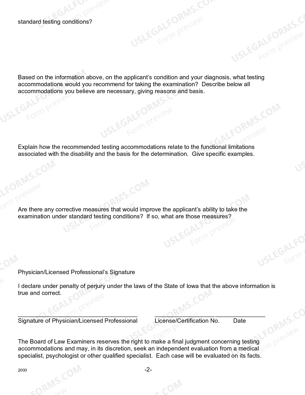 Preview Application For Testing Accommodations - Form B