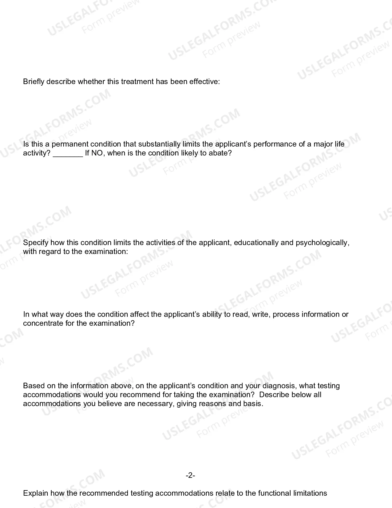 Preview Application For Testing Accommodations - Form C
