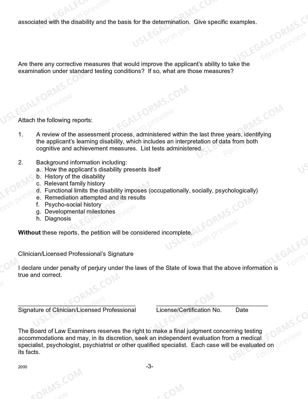 Preview Application For Testing Accommodations - Form C