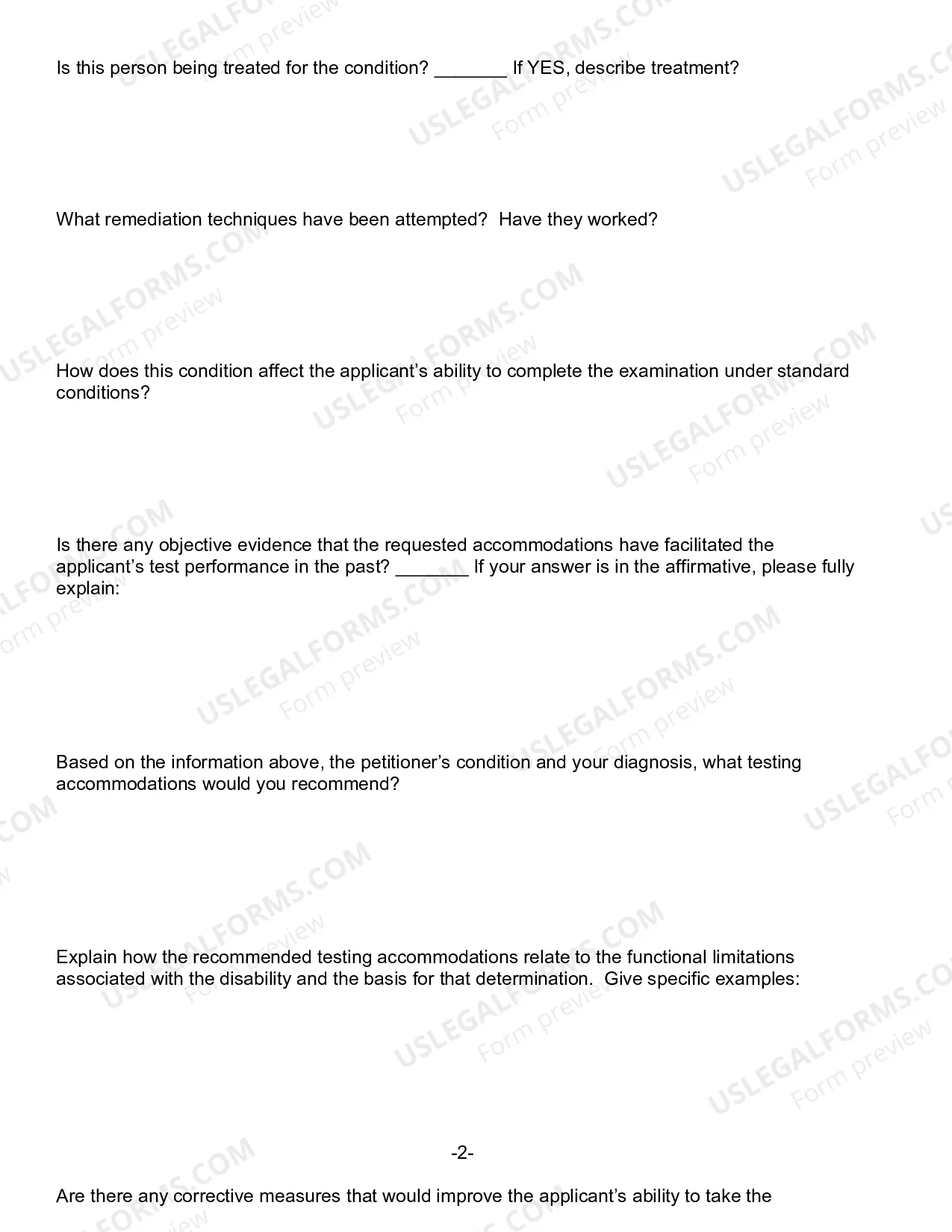 Preview Application For Testing Accommodations - Form E