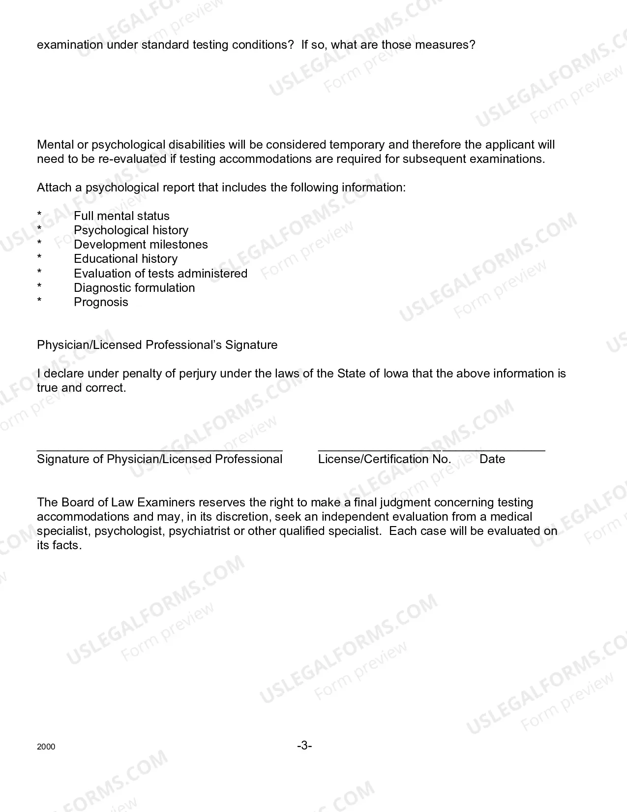 Preview Application For Testing Accommodations - Form E
