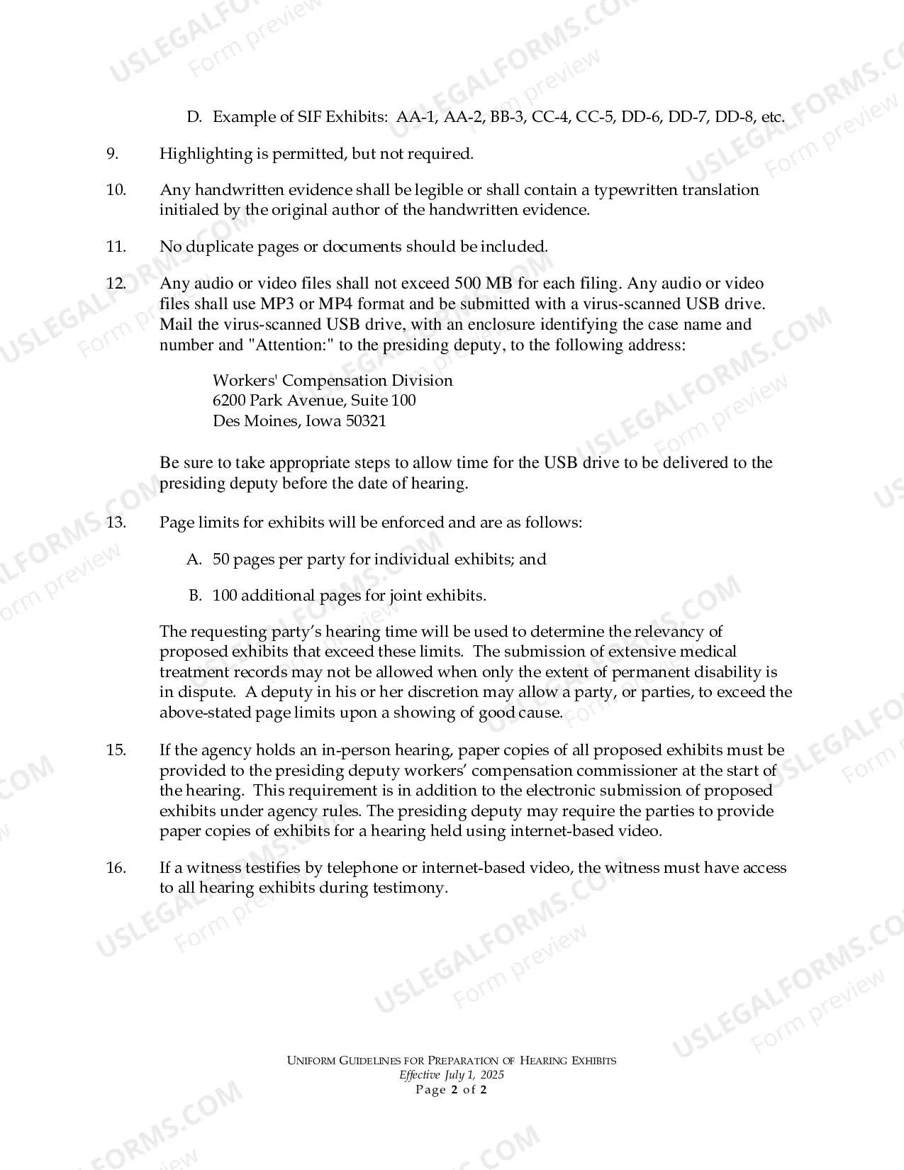 Preview Uniform Guidelines for Preparation of Hearing Exhibits