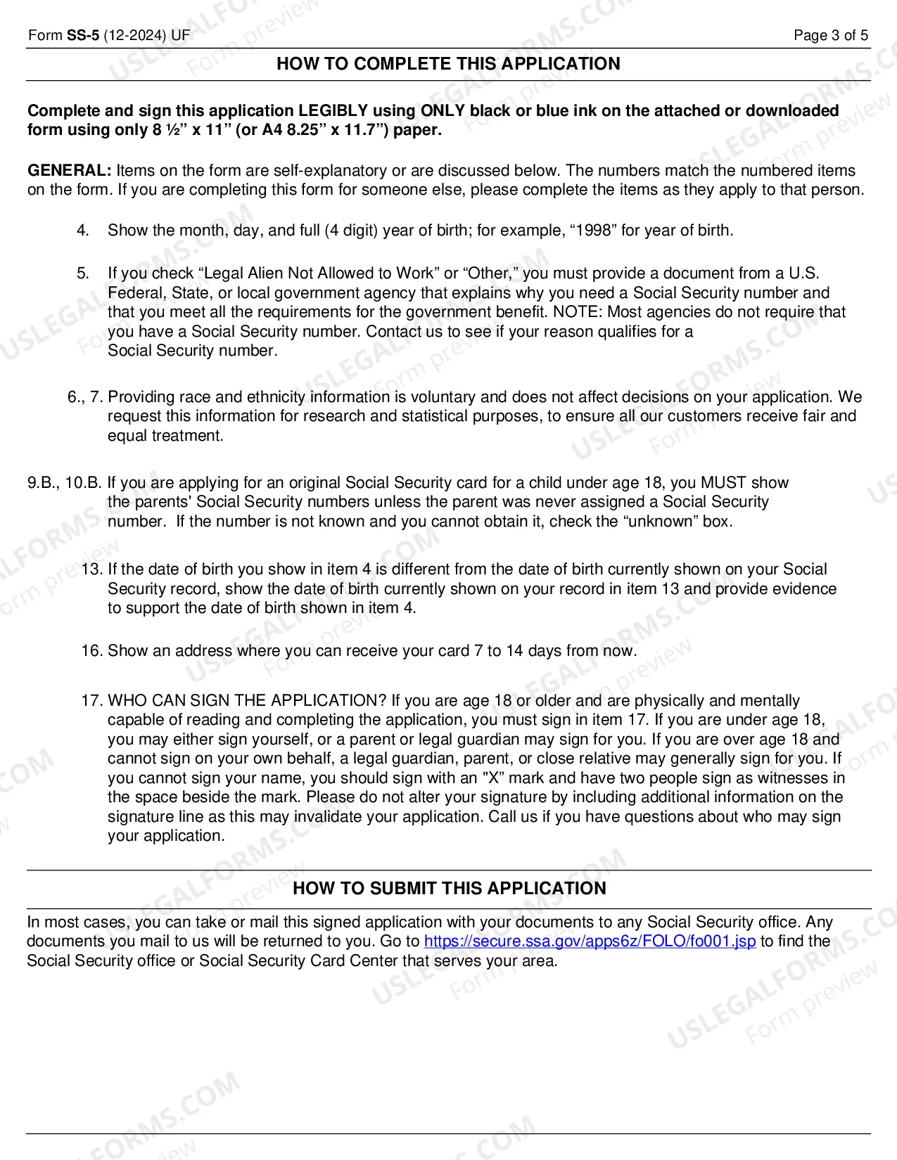 Preview Application to Apply for Social Security Card
