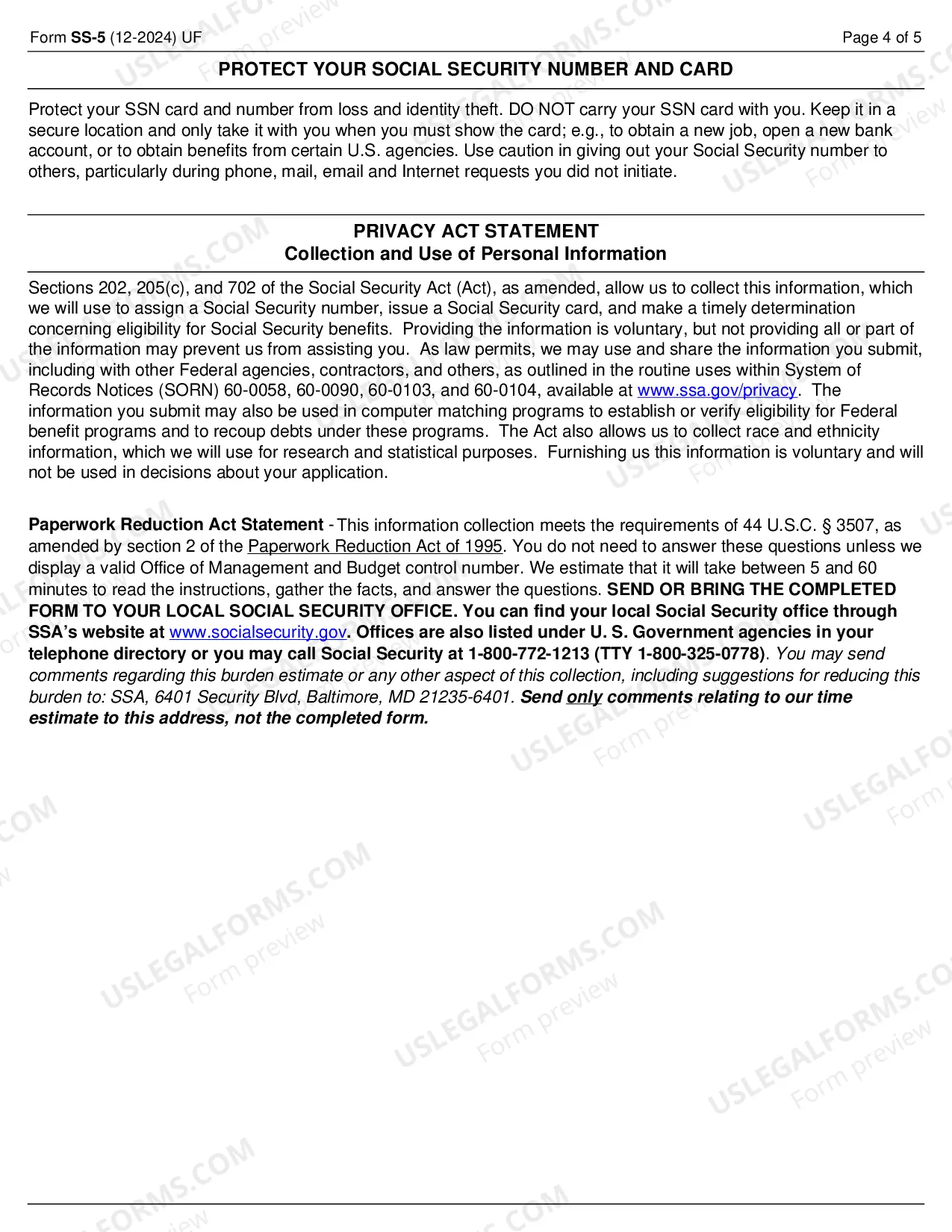 Preview Application to Apply for Social Security Card