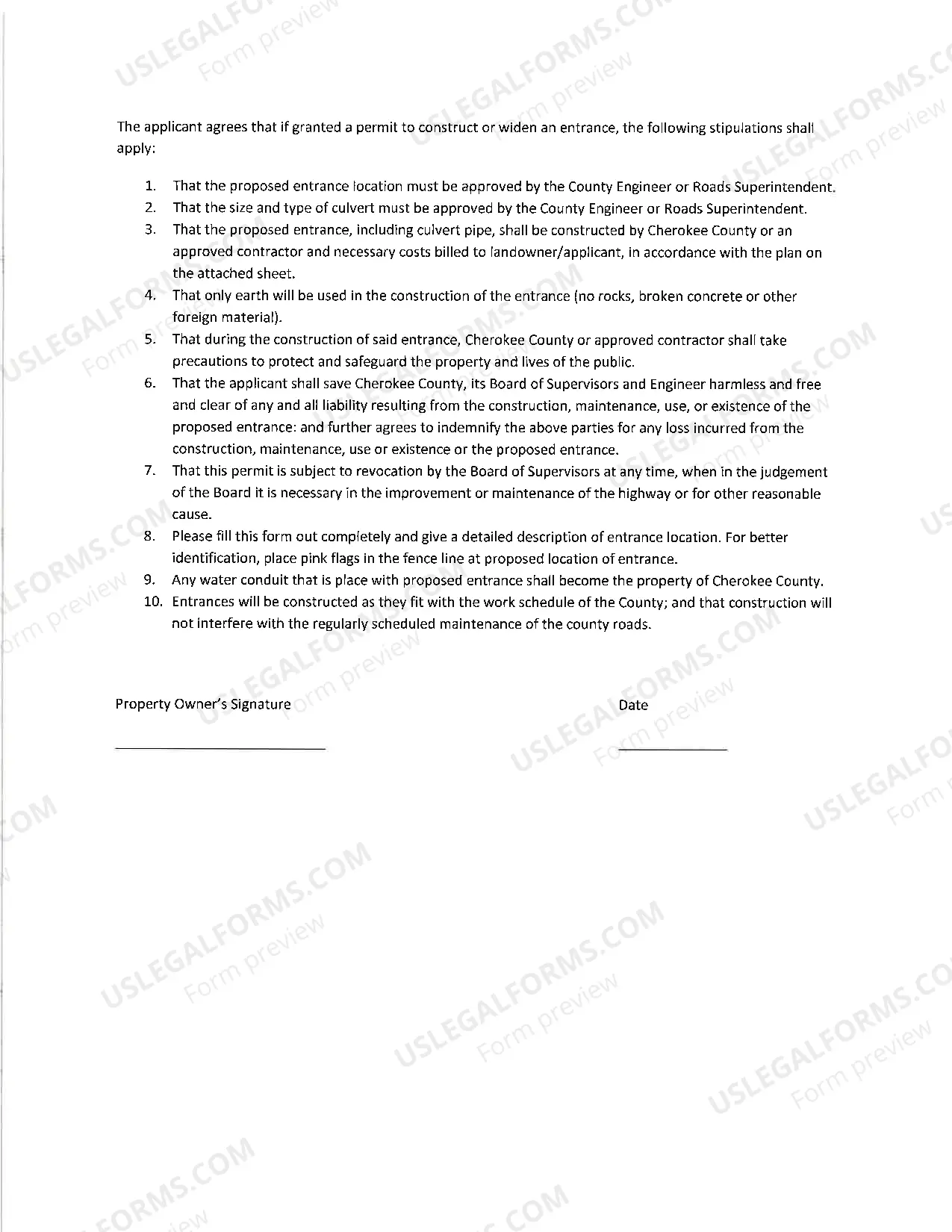 Preview Entrance Permit Application