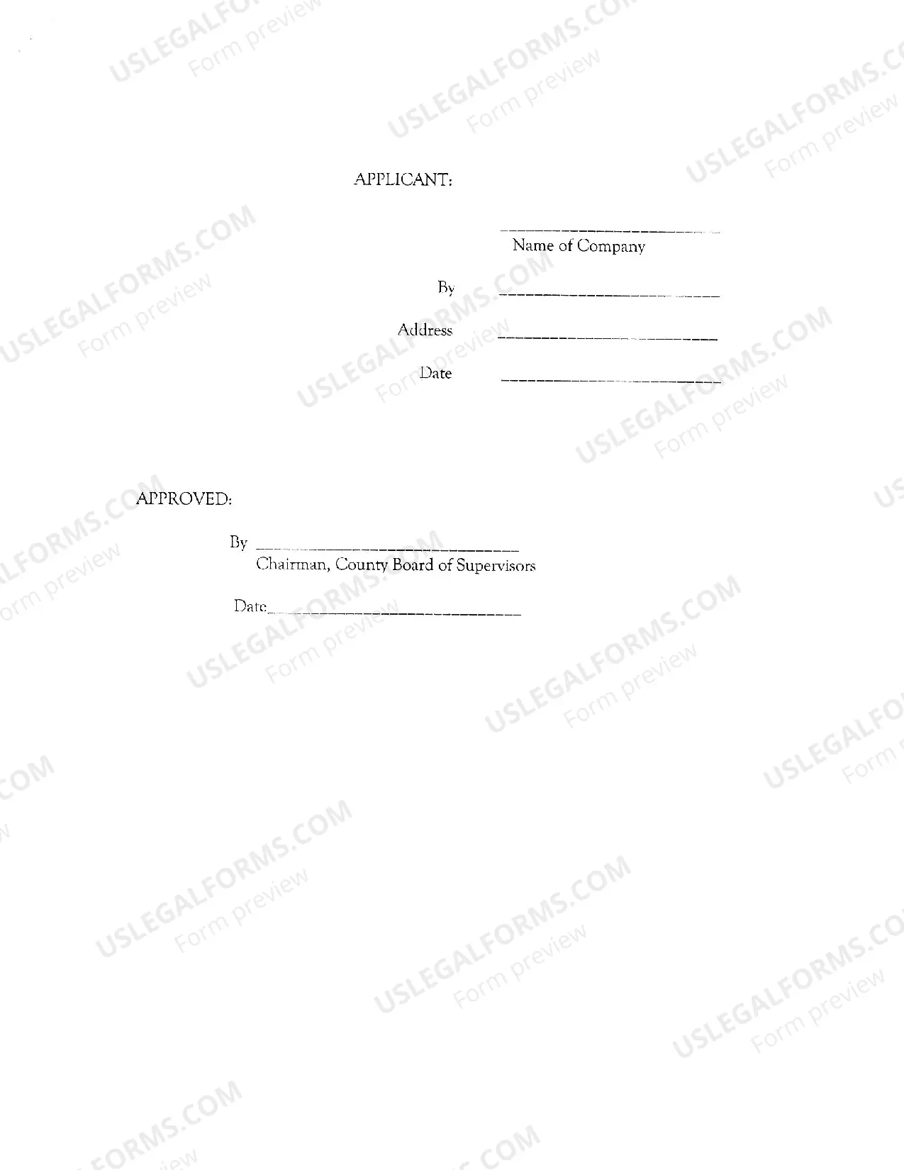 Preview Application for Approval of Underground Construction on the County Road Right-of-Way