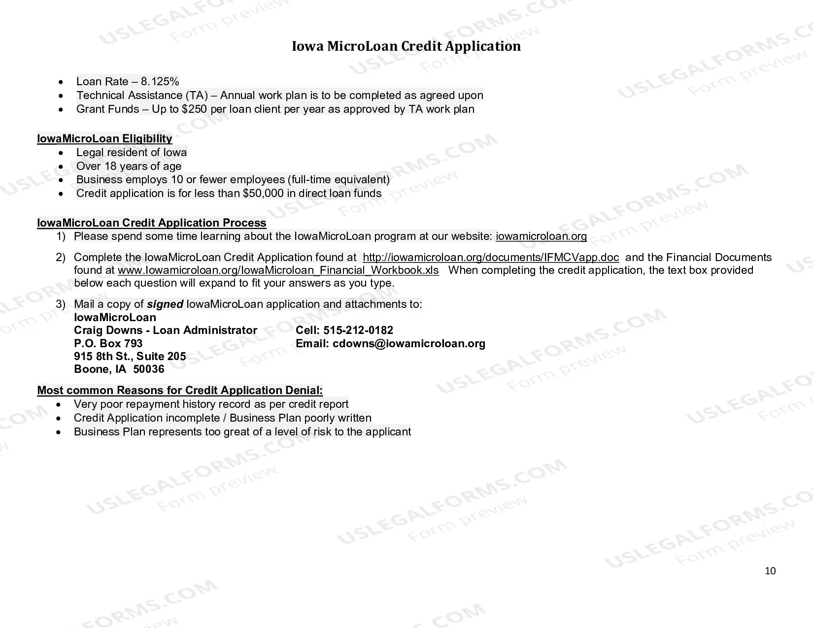 Preview Iowa Microloan Credit Application