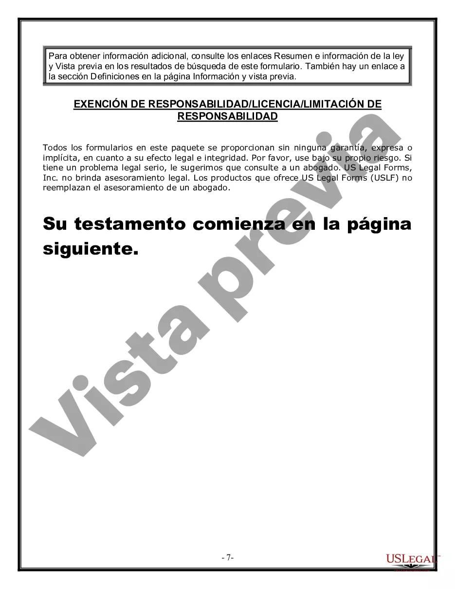 Preview Formulario de última voluntad y testamento legal para persona soltera sin hijos