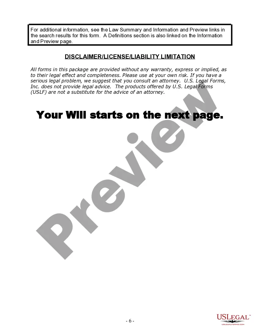 Preview Last Will and Testament for Single Person with Adult and Minor Children