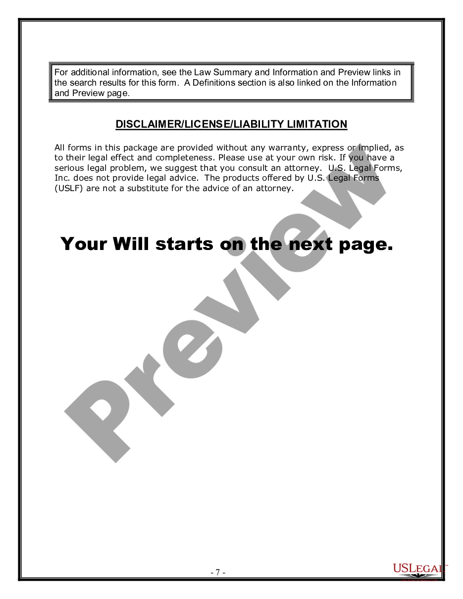 page 6 Legal Last Will and Testament for Married person with Minor Children from Prior Marriage preview