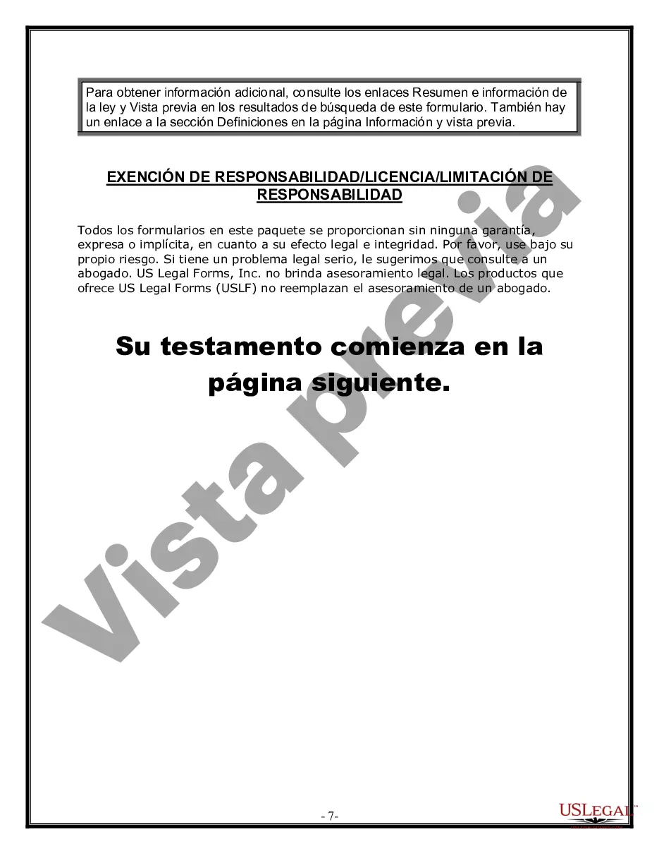 Preview Formulario de última voluntad y testamento legal para una persona casada con hijos adultos de un matrimonio anterior