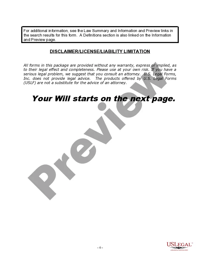 Preview Last Will and Testament for a Married Person with No Children