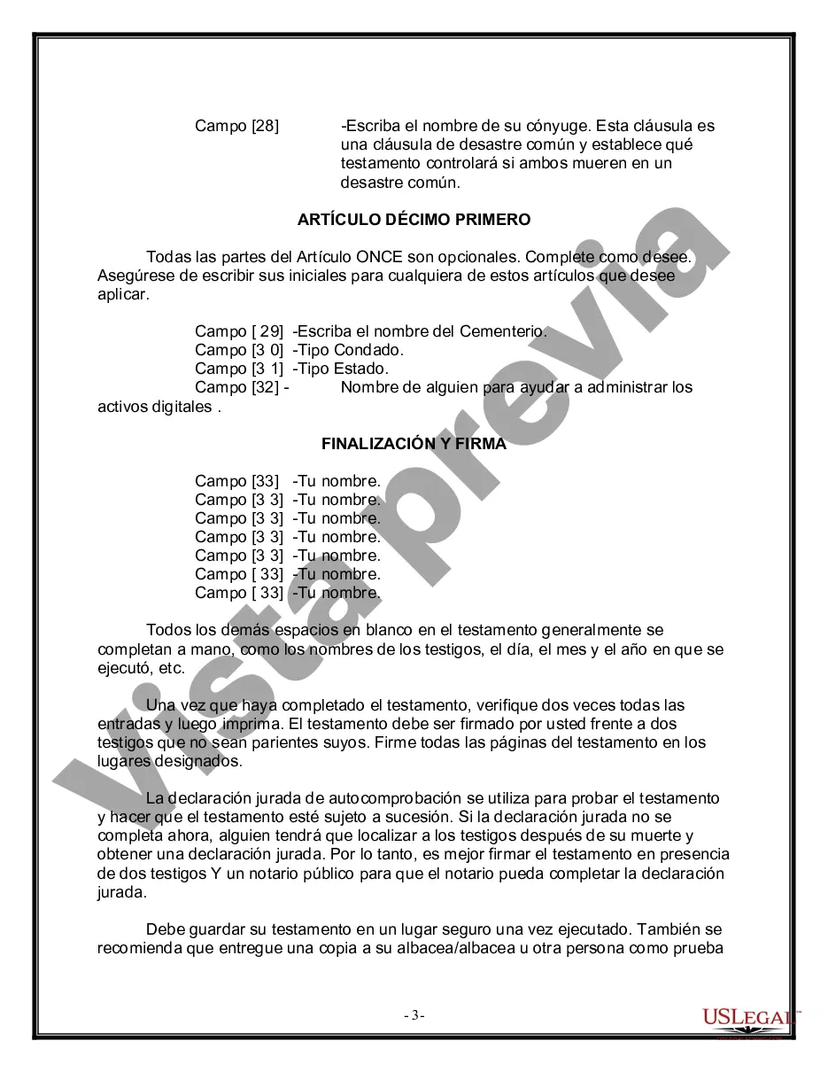 Preview Paquete de Voluntades Mutuas con Últimas Voluntades y Testamentos para Pareja Casada sin Hijos