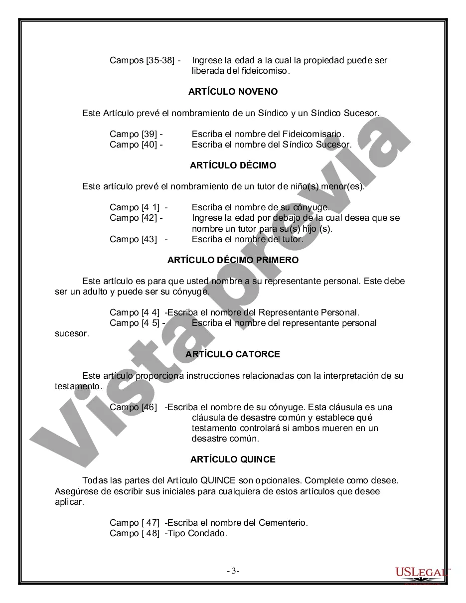 Preview Paquete de Voluntades Mutuas con Últimas Voluntades y Testamentos para Pareja Casada con Hijos Menores