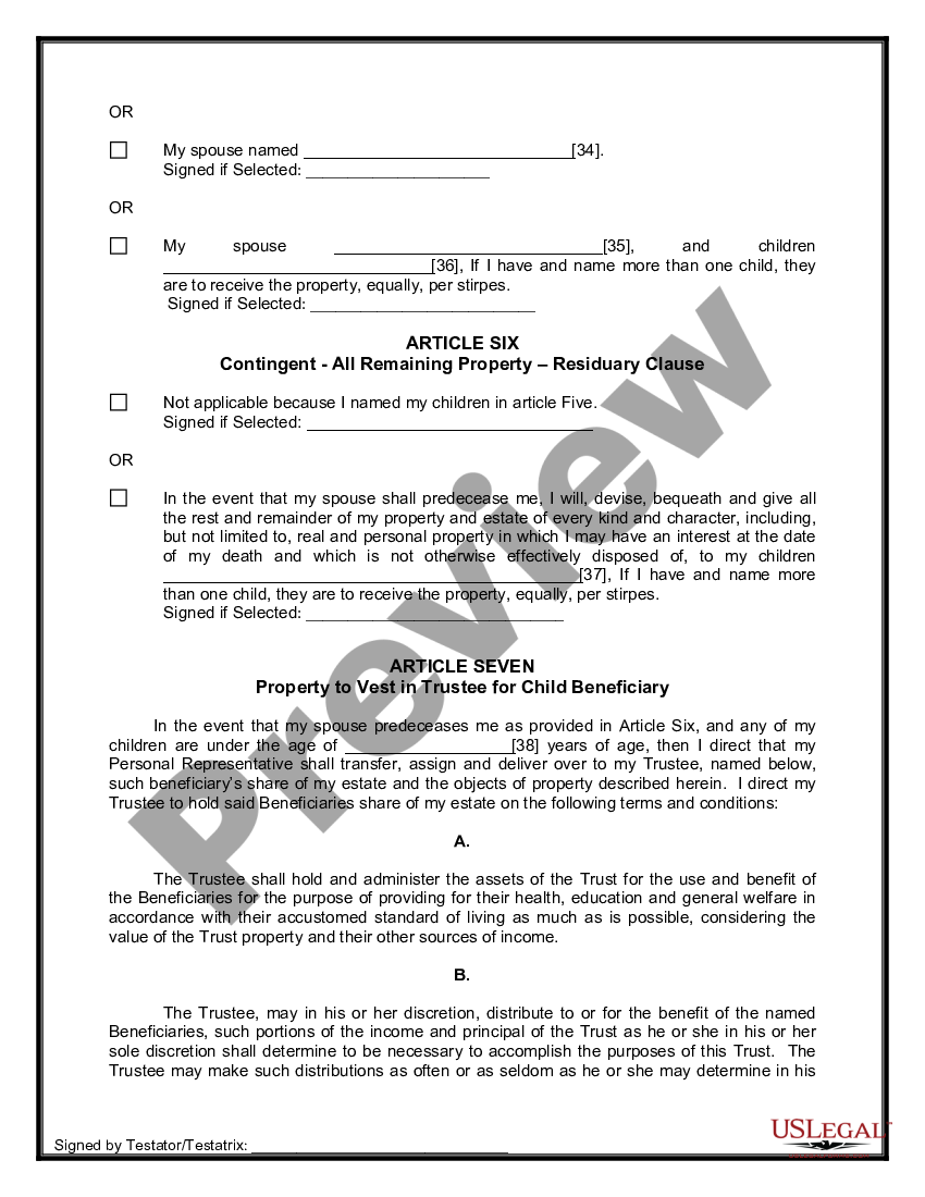 Iowa Legal Last Will and Testament Form for Married Person with Adult ...