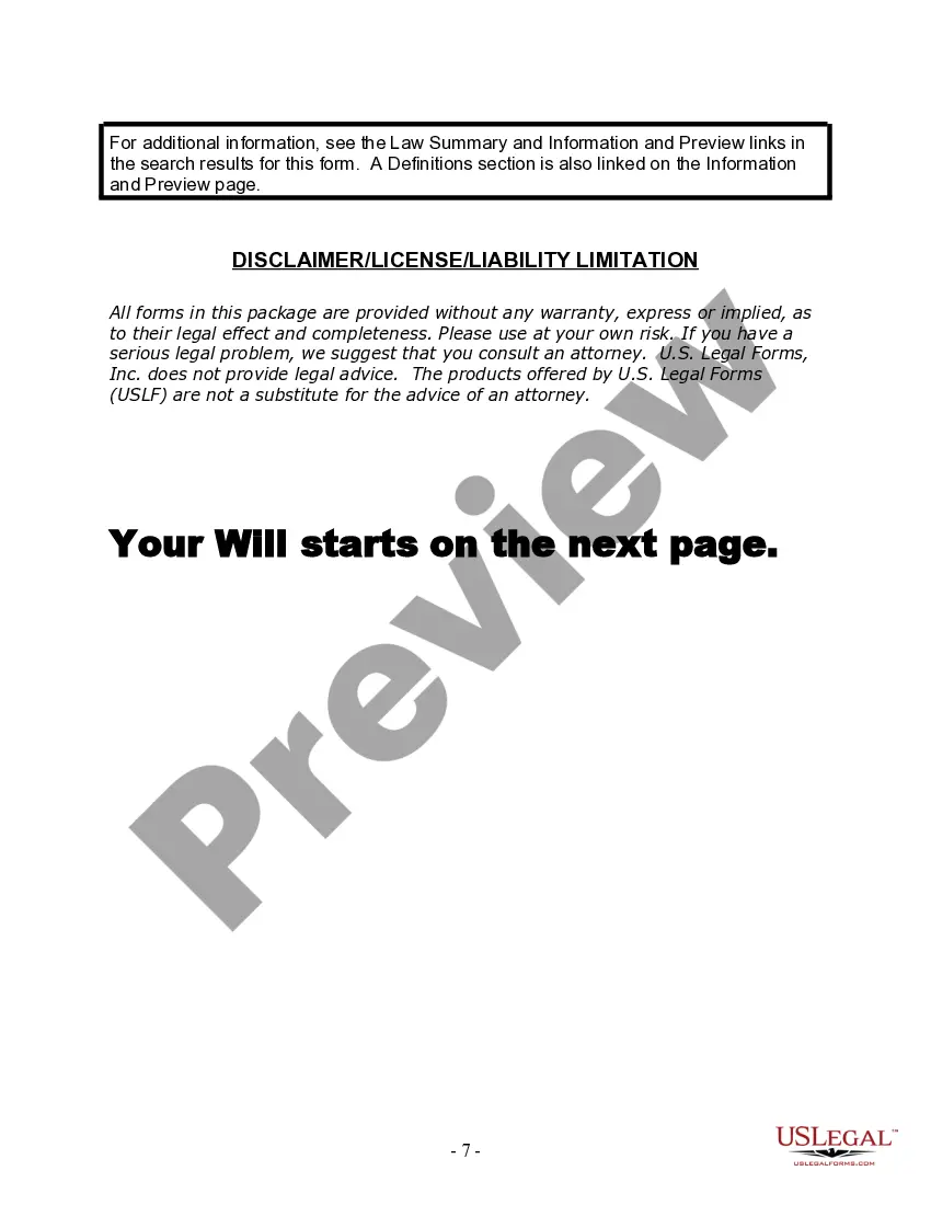 Preview Last Will and Testament for Married Person with Adult and Minor Children from Prior Marriage