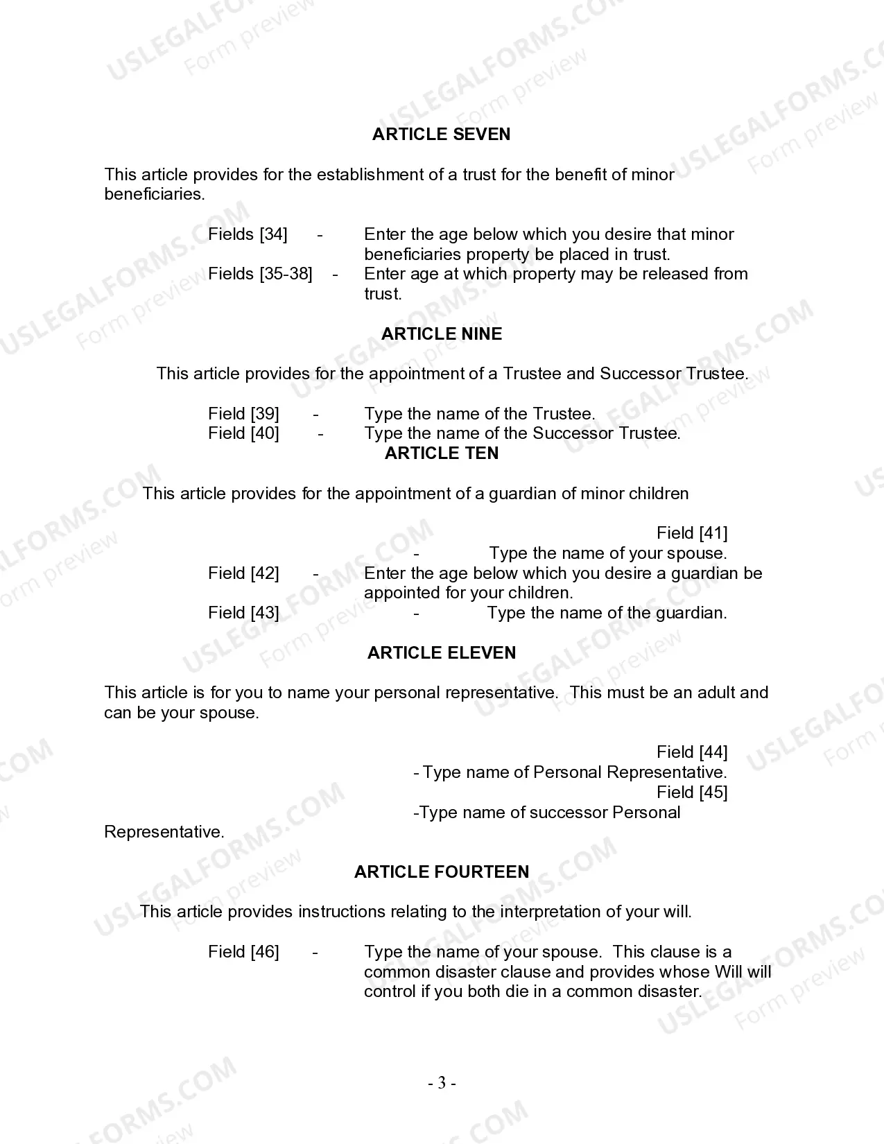 Preview Last Will and Testament for Married Person with Adult and Minor Children