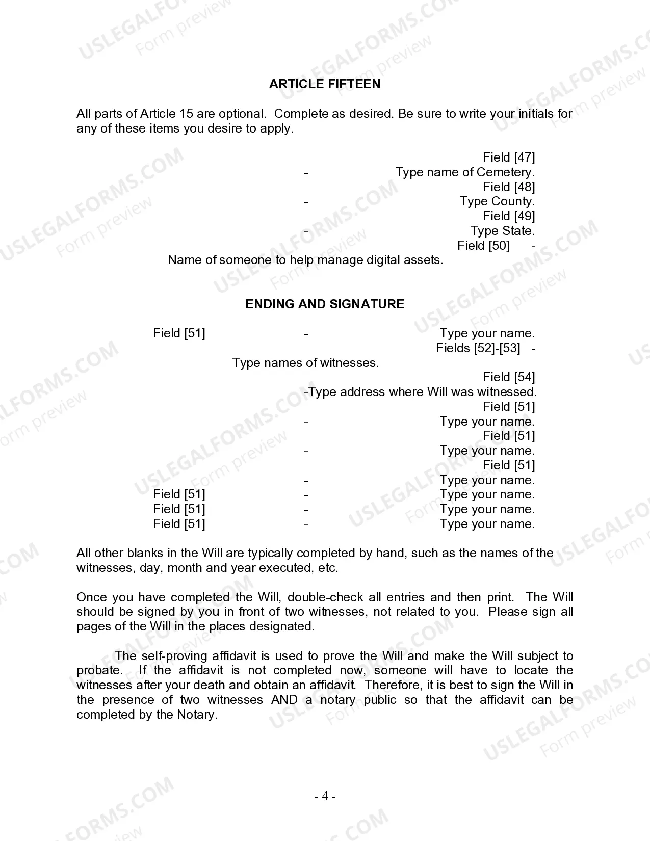 Preview Last Will and Testament for Married Person with Adult and Minor Children