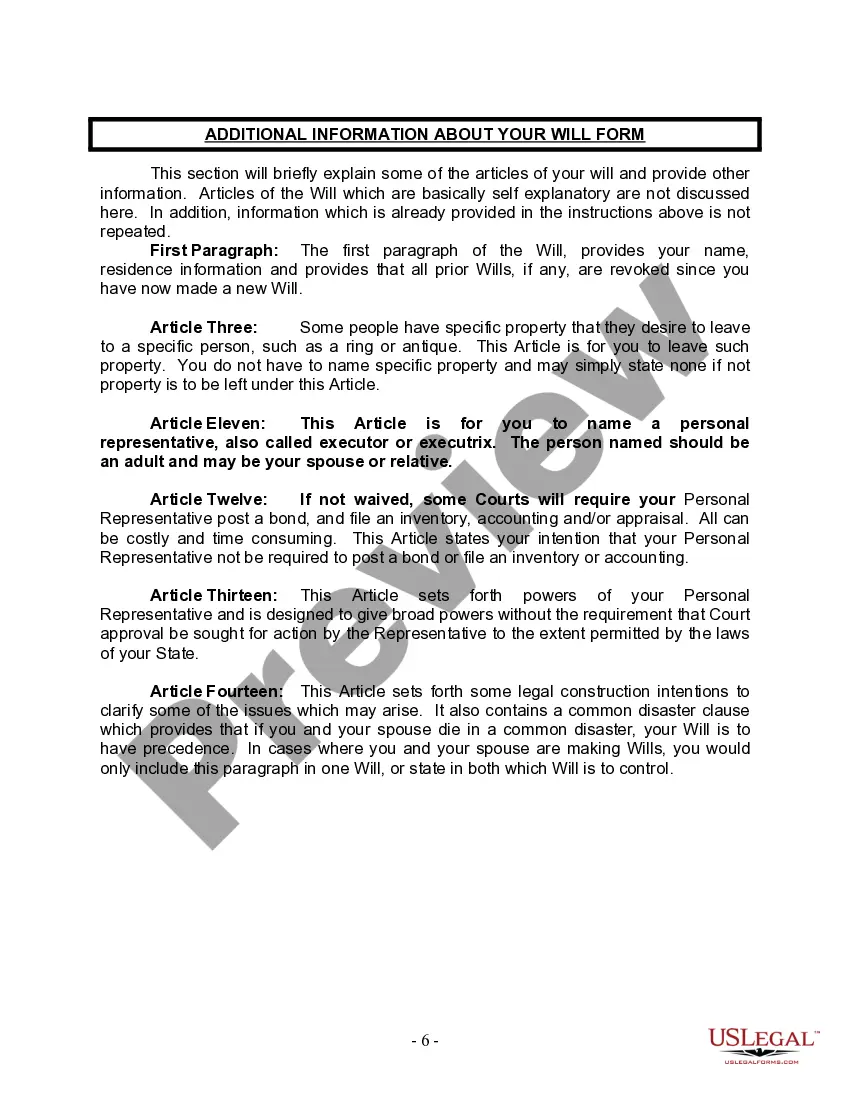 Preview Mutual Wills Package with Last Wills and Testaments for Married Couple with Adult and Minor Children