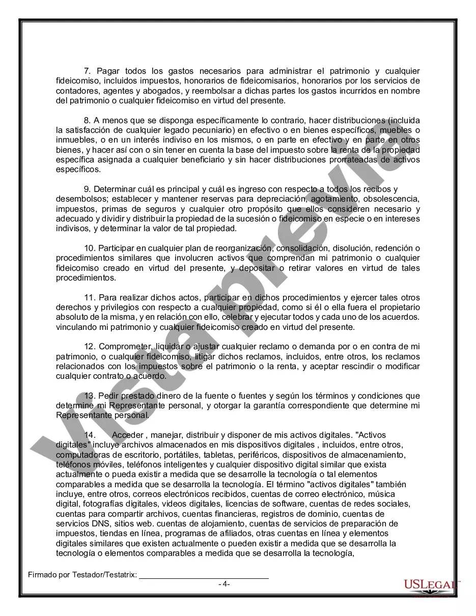 Preview Formulario de testamento y última voluntad legal para viuda o viudo con hijos adultos