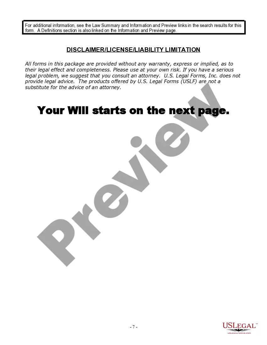 Preview Last Will and Testament for a Widow or Widower with Adult Children