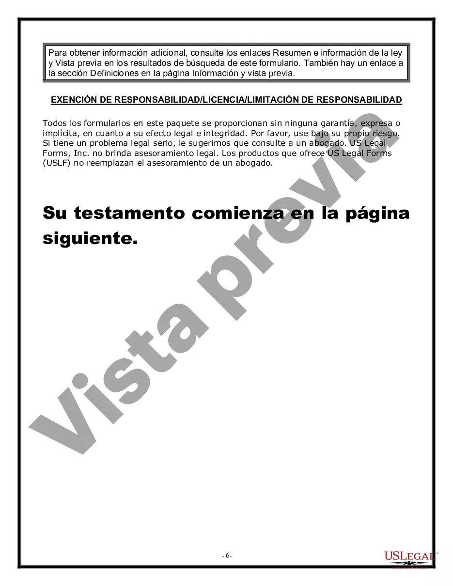 Preview Formulario Legal de Última Voluntad y Testamento para Viuda o Viudo con Hijos Menores