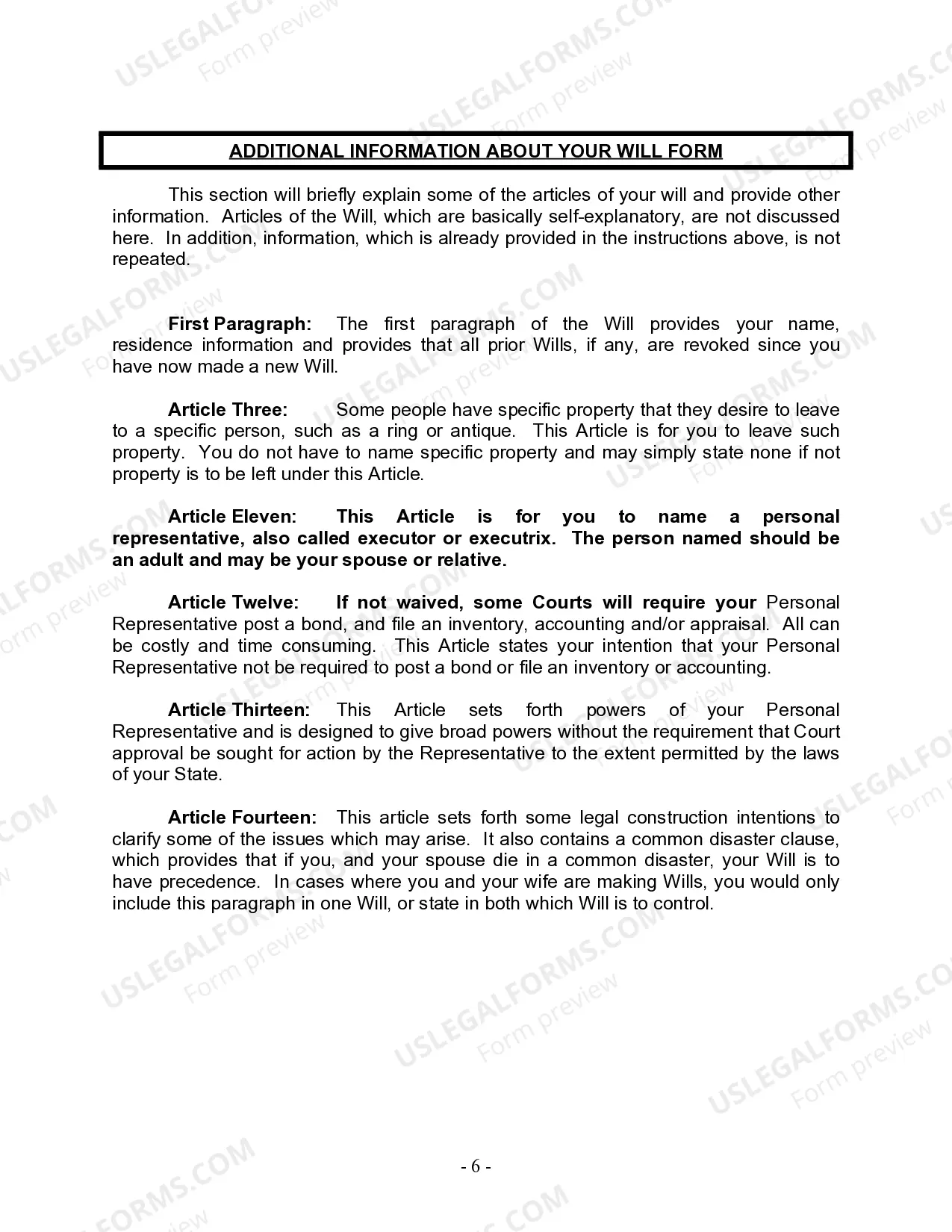 Preview Last Will and Testament for Divorced and Remarried Person with Mine, Yours and Ours Children