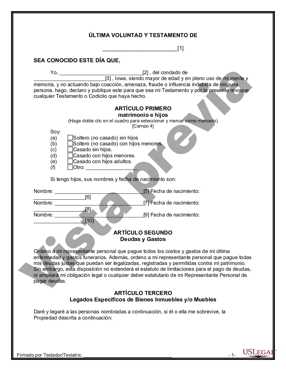 Preview Última voluntad y testamento para otras personas