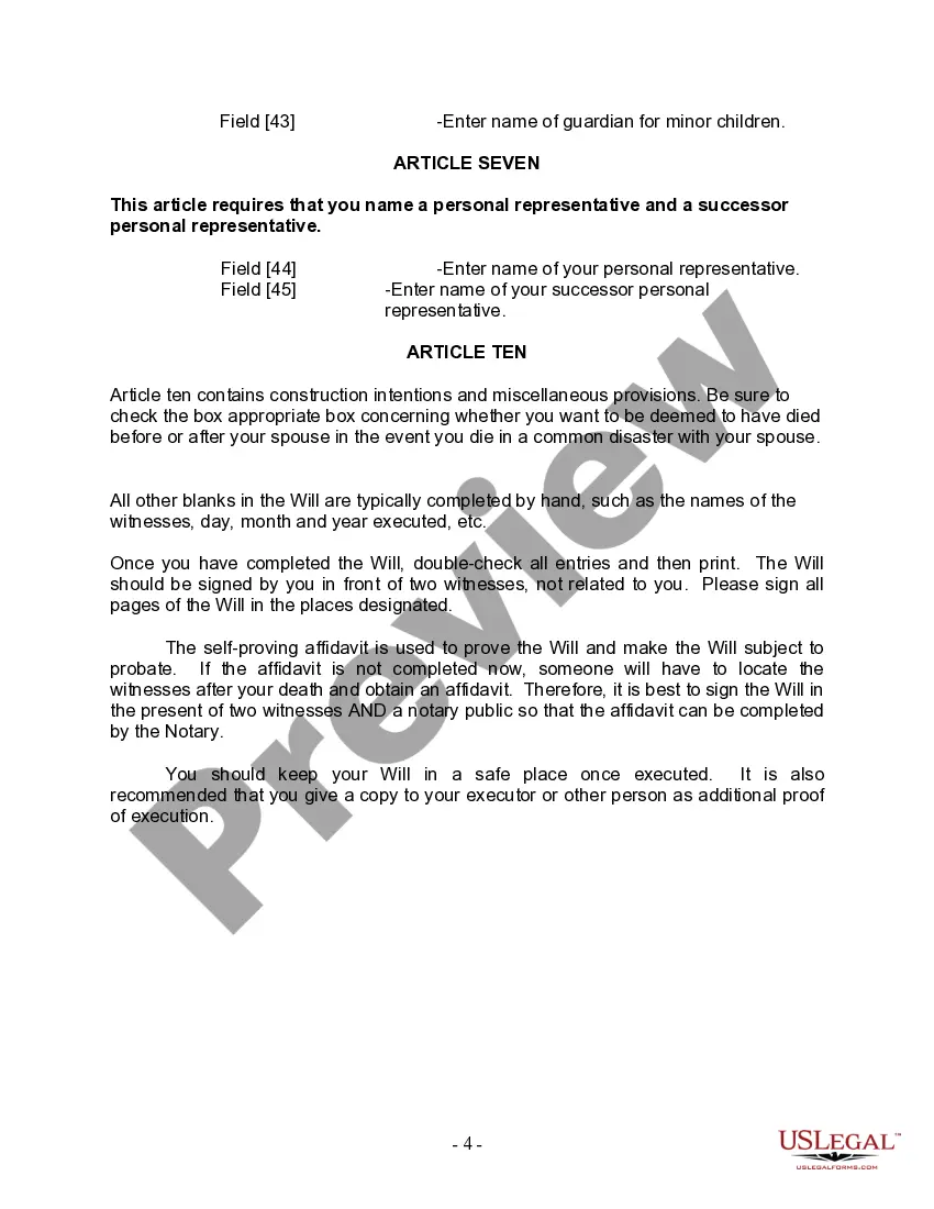 Preview Last Will and Testament for other Persons