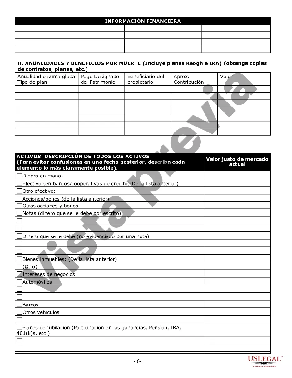 Preview Cuestionario y hojas de trabajo de planificación patrimonial