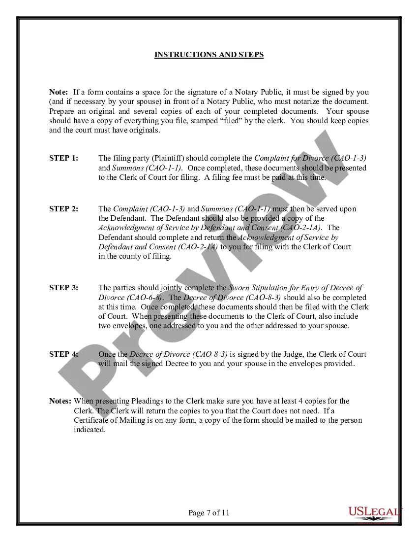 Preview Idaho No-Fault Uncontested Agreed Divorce Package for Dissolution of Marriage with Adult Children and with or without Property and Debts