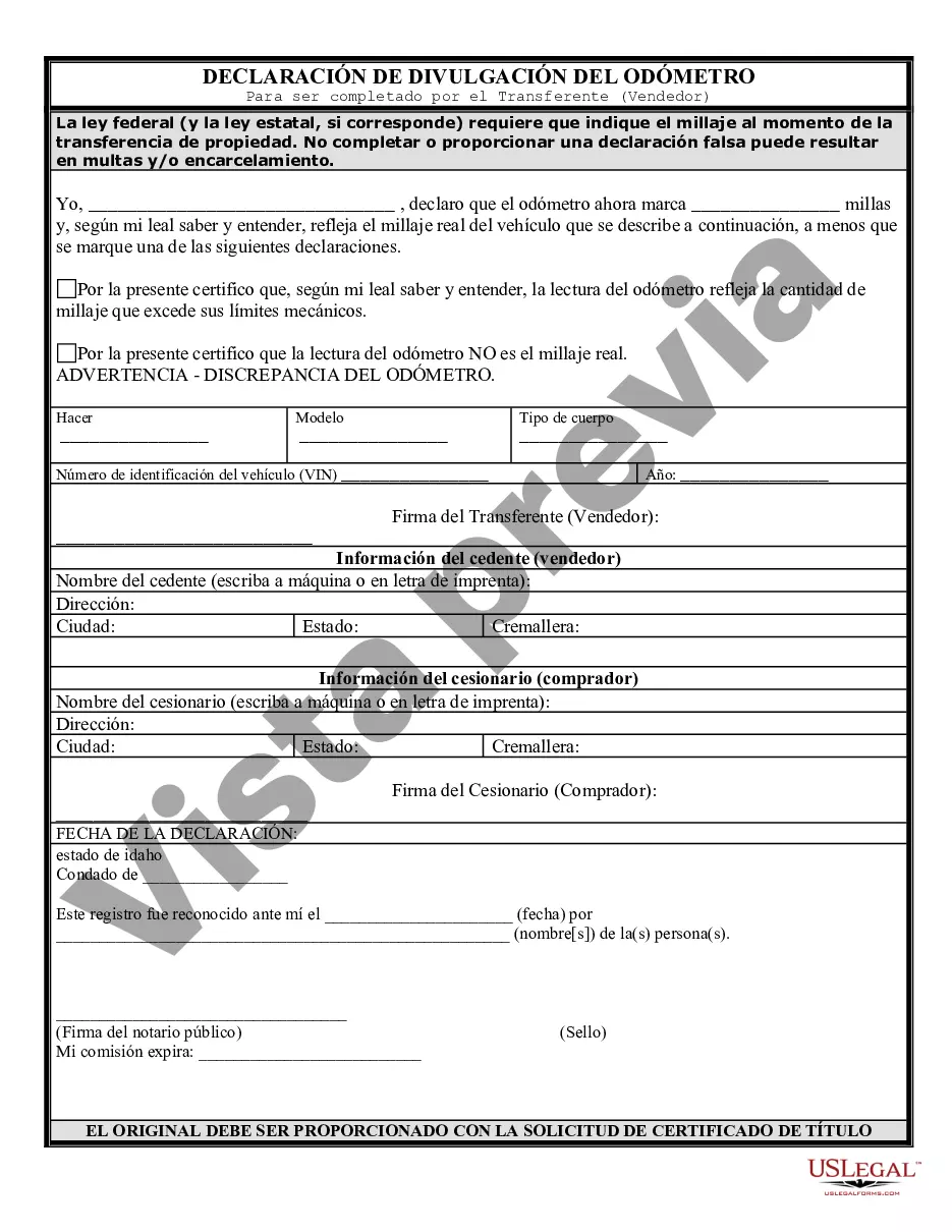 Preview Factura de venta de automóvil o vehículo, incluida la declaración del cuentakilómetros y el pagaré