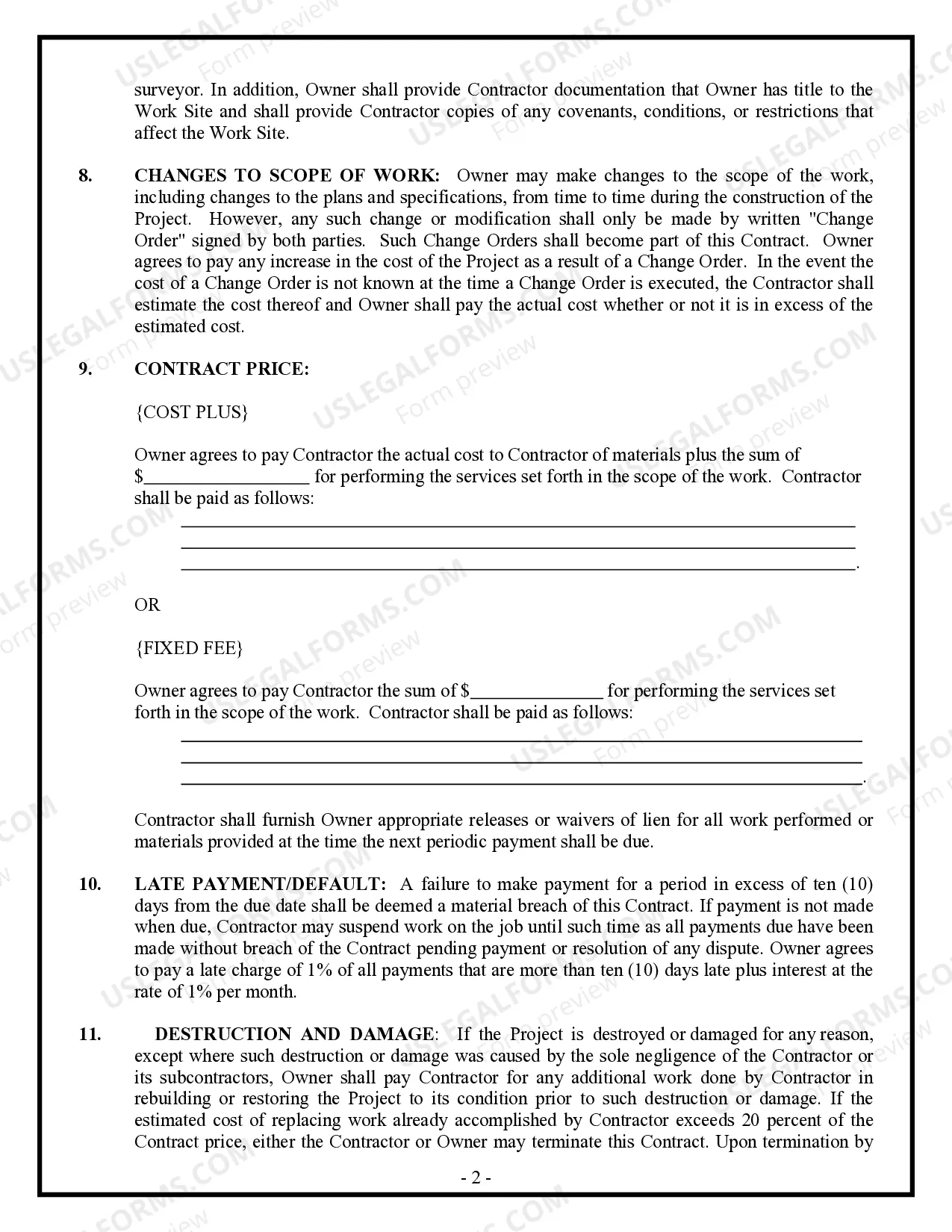 Preview Fencing Contract for Contractor