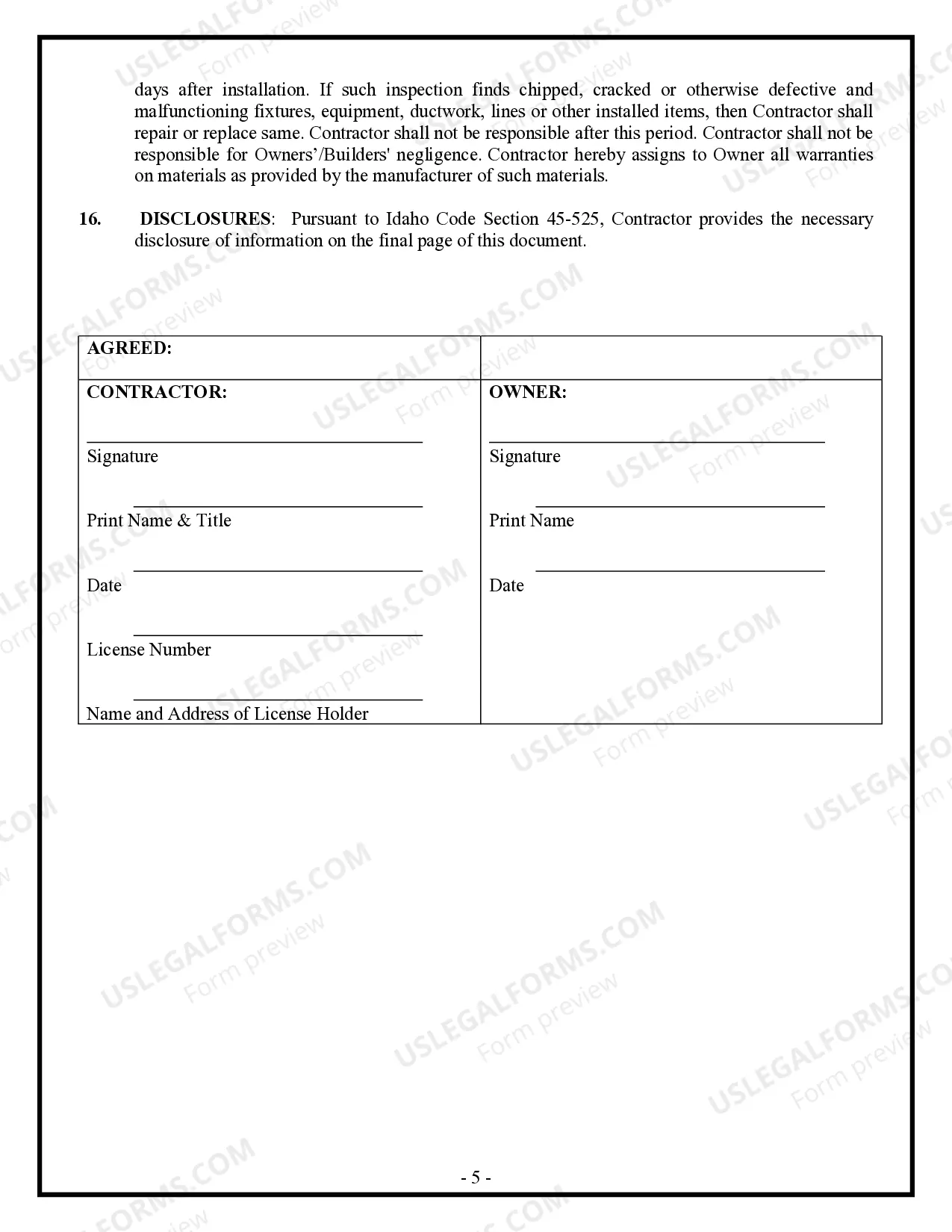 Preview HVAC Contract for Contractor
