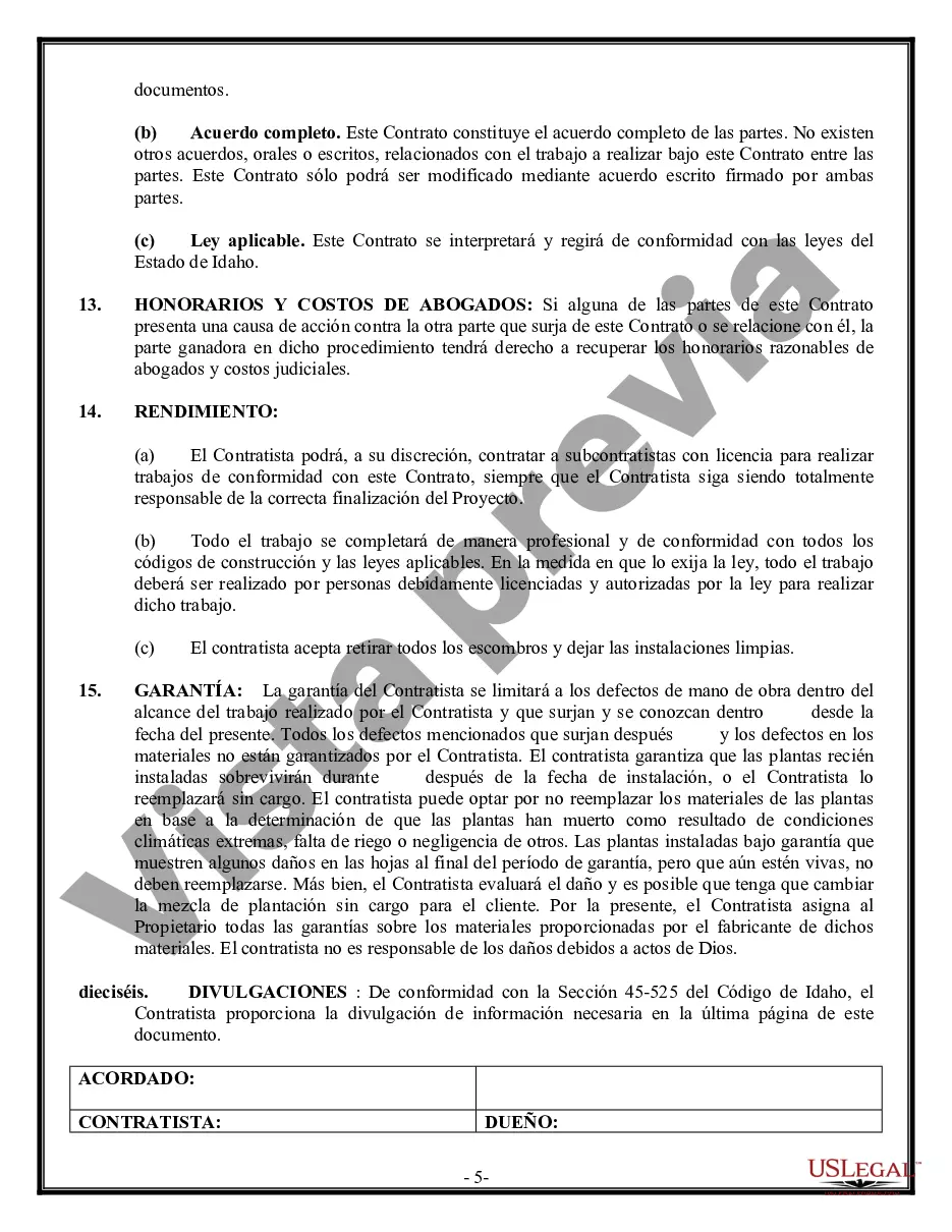 Preview Contrato de paisajismo para contratista