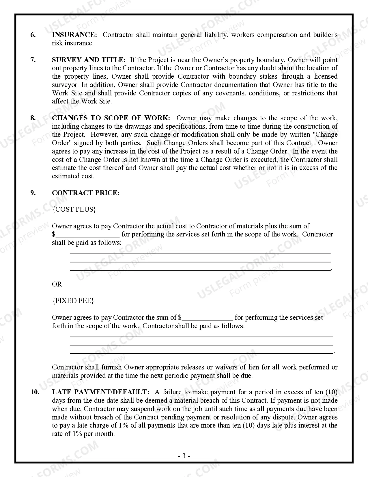 Preview Renovation Contract for Contractor