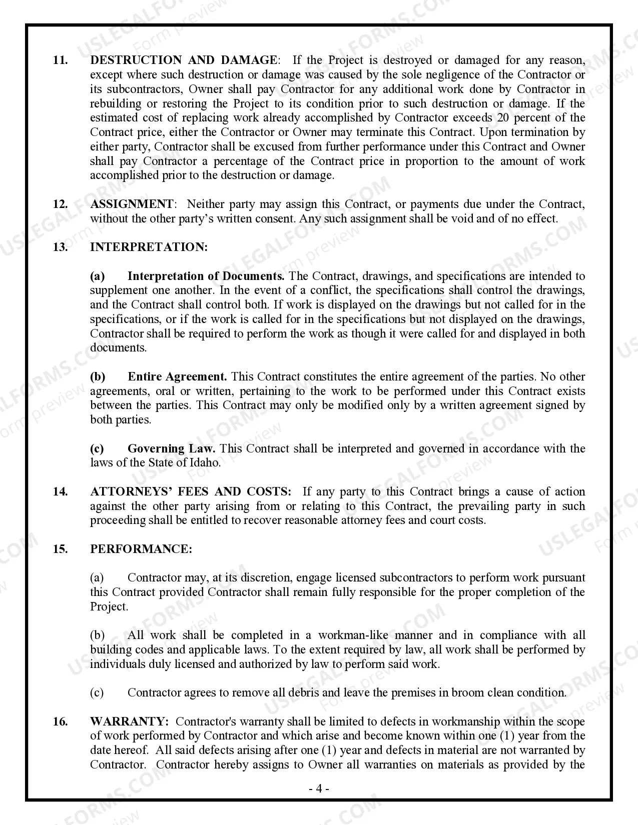 Preview Renovation Contract for Contractor