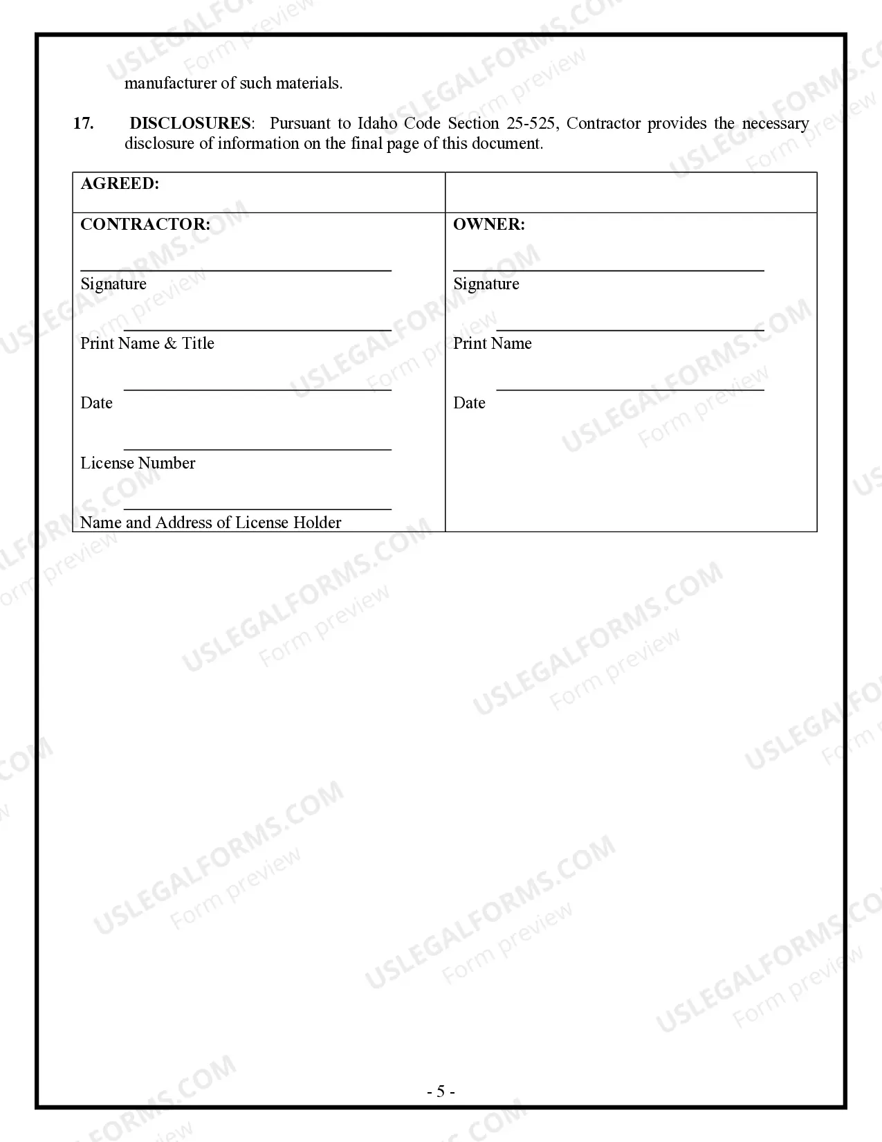 Preview Renovation Contract for Contractor