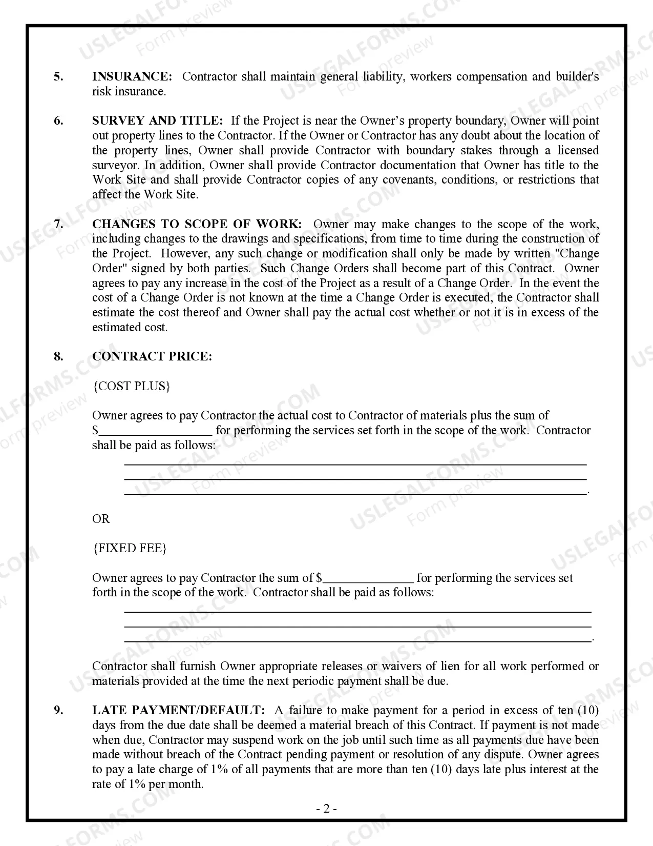 Preview Insulation Contract for Contractor