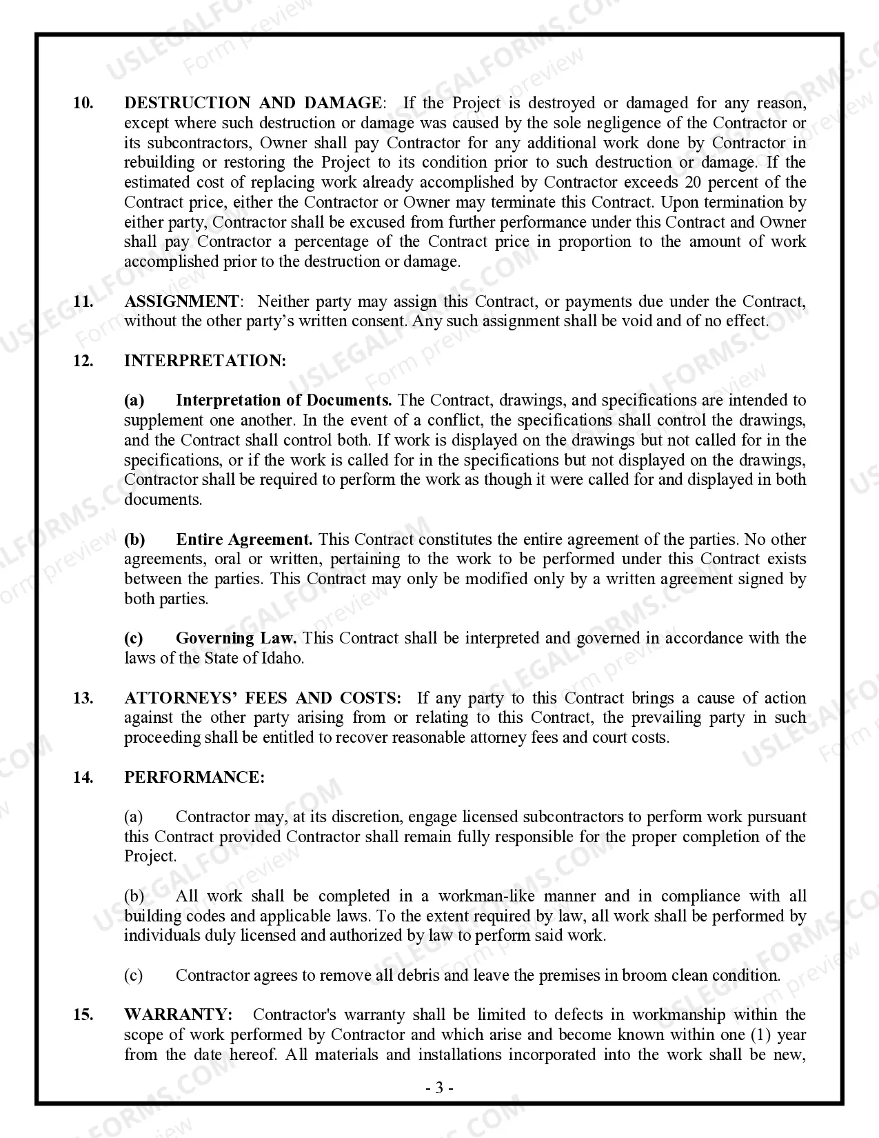 Preview Insulation Contract for Contractor