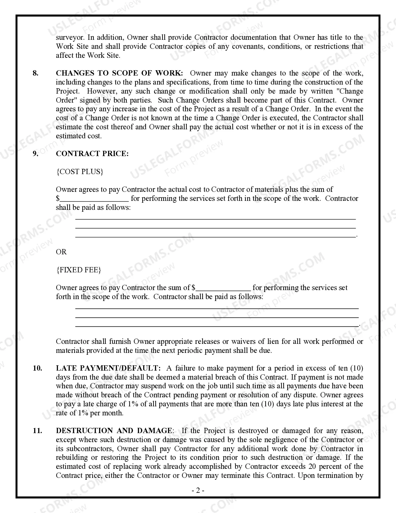 Preview Paving Contract for Contractor