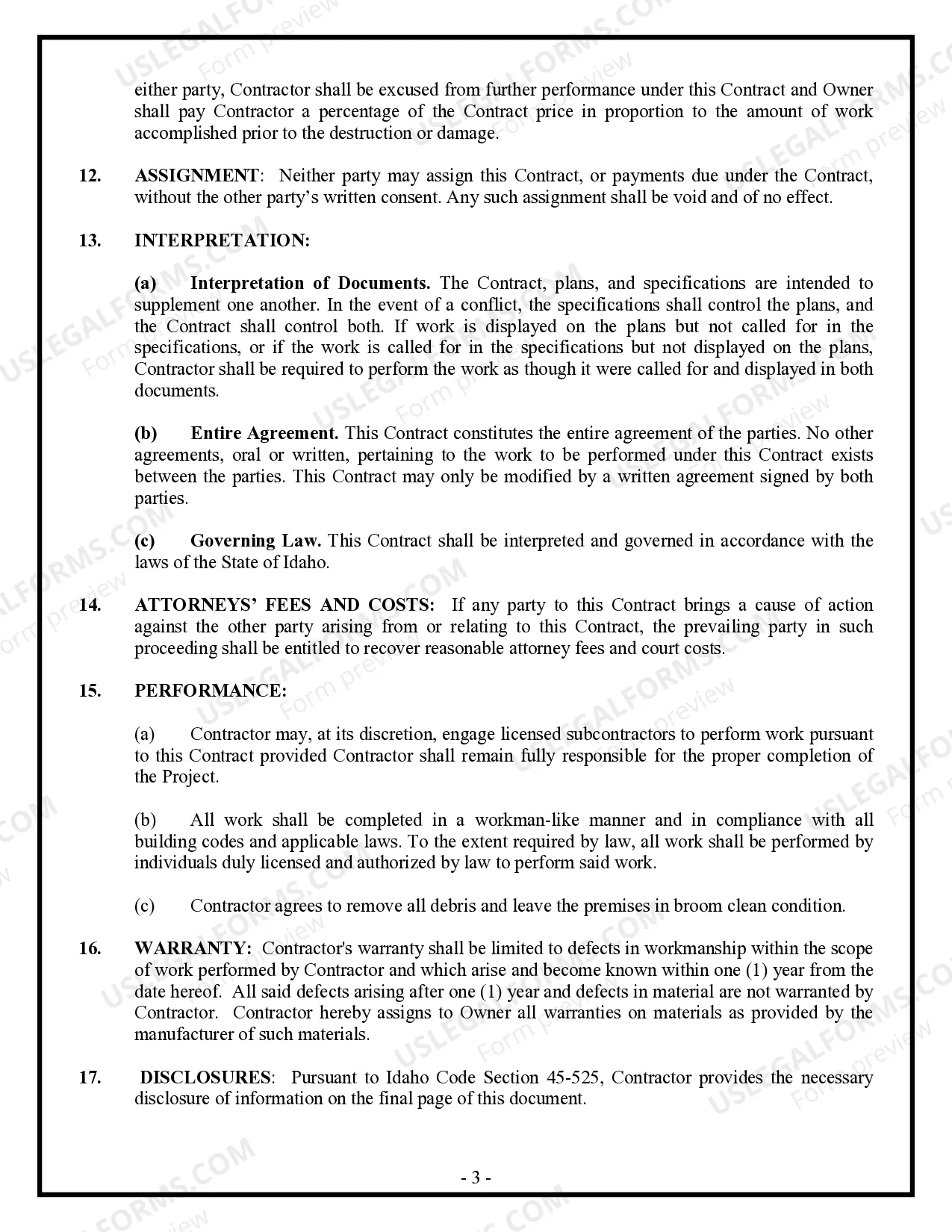 Preview Paving Contract for Contractor