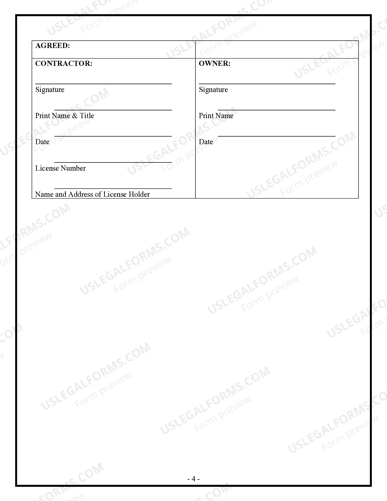 Preview Paving Contract for Contractor