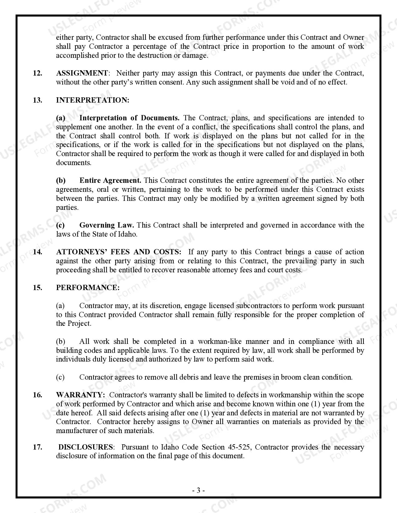 Preview Site Work Contract for Contractor