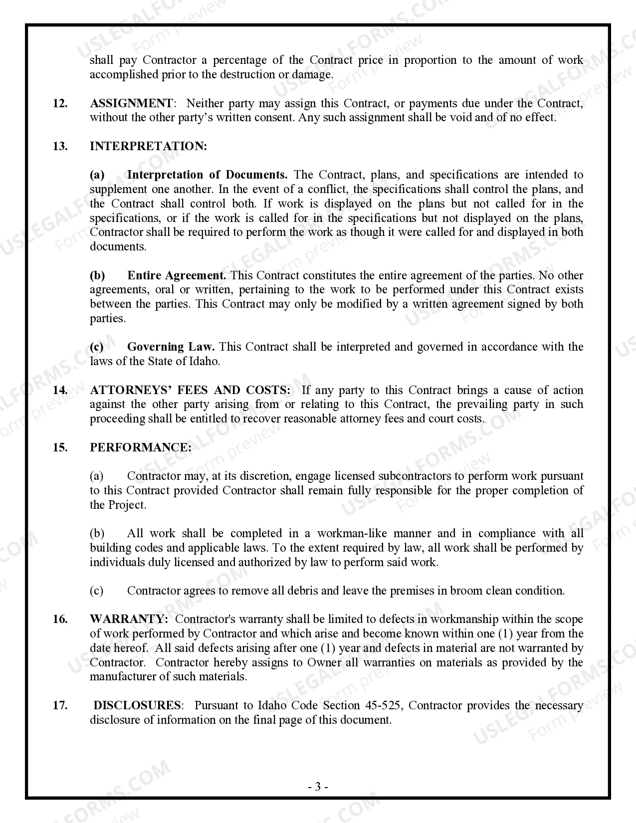Preview Drainage Contract for Contractor