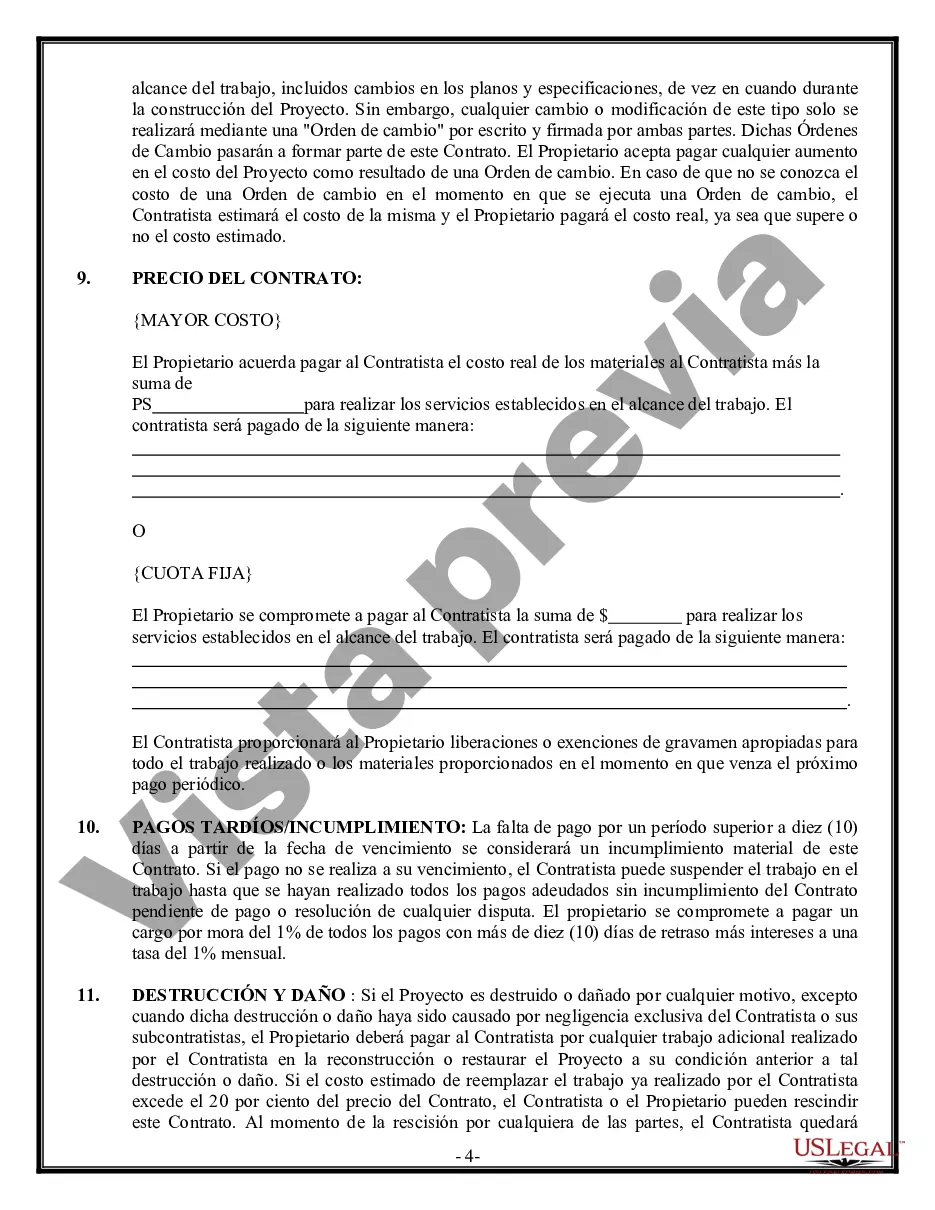 Preview Contrato de plomería para contratista