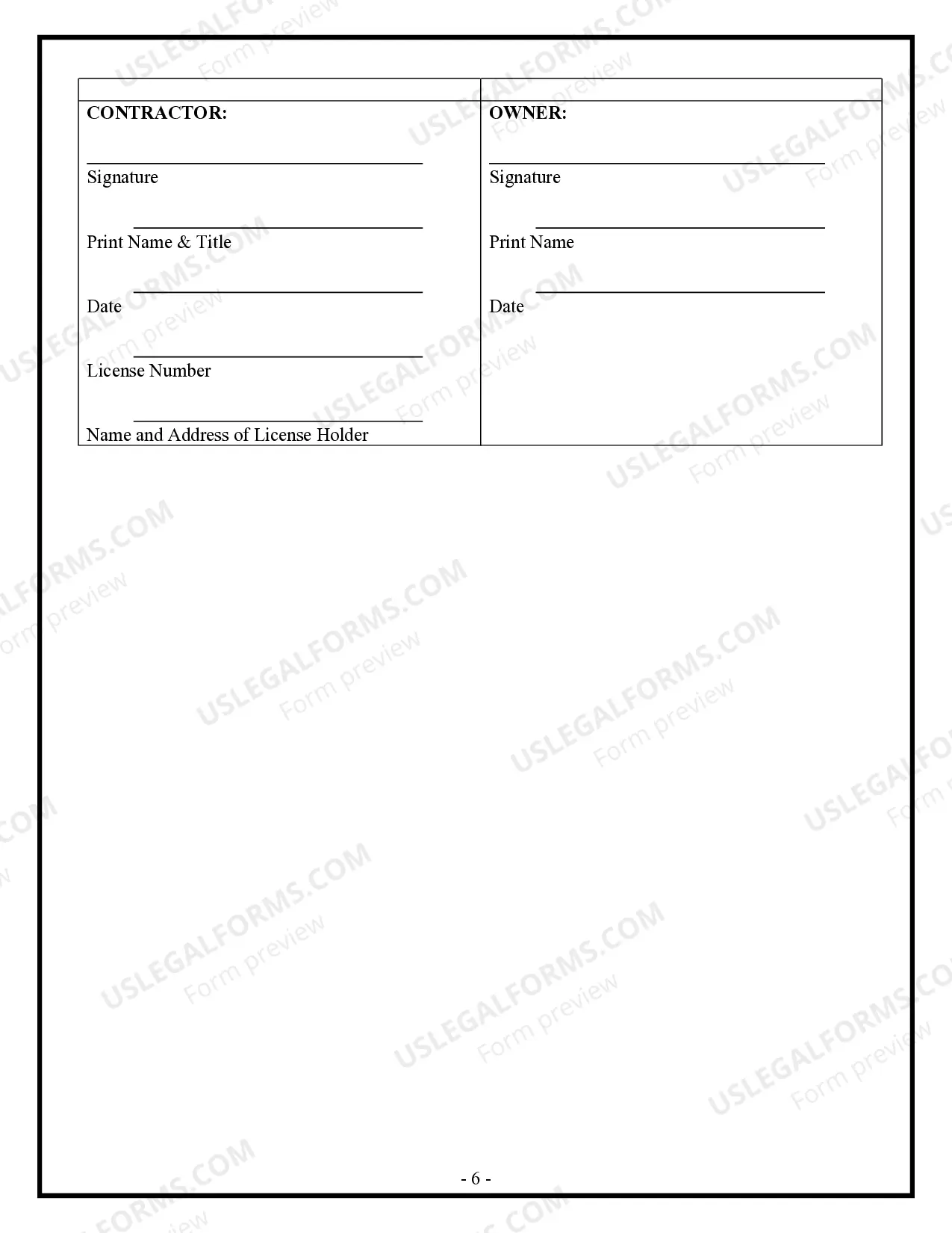 Preview Plumbing Contract for Contractor