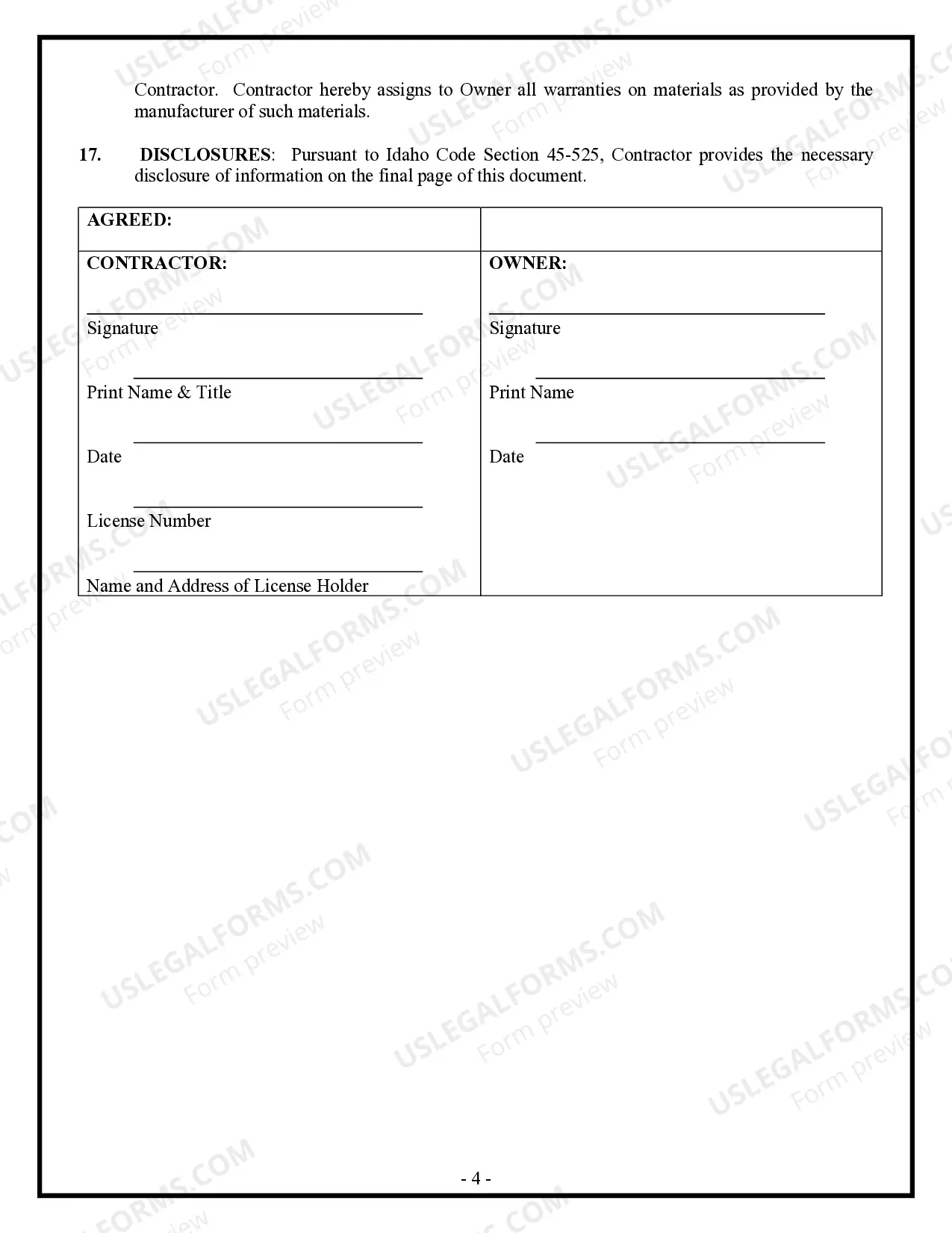 Preview Brick Mason Contract for Contractor